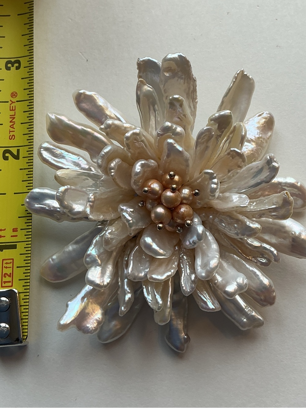 Striking Oversized Fresh Water Pearl Flower 3” Brooch Pin SET Earrings Bracelets